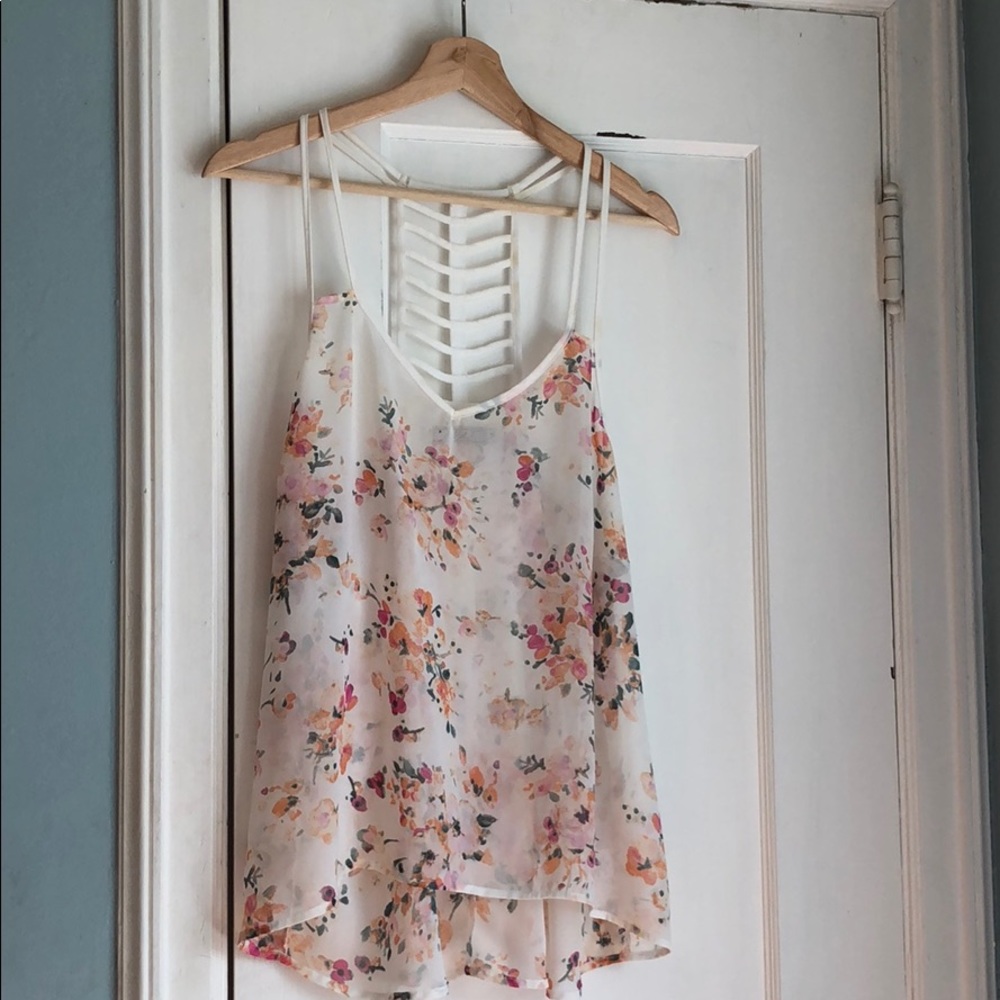 Chloe K shear tank top, with back detail, size M